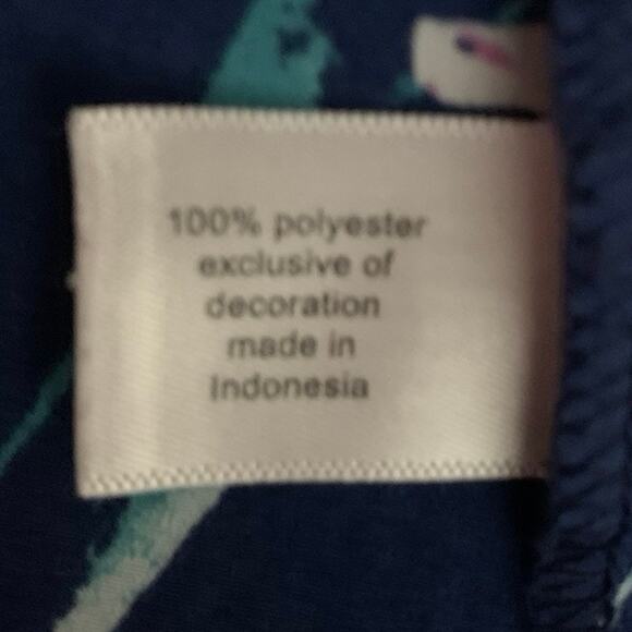 Lane Bryant Navy Blue White Floral Short Flutter Sleeve Top Blouse Size 26 - Picture 5 of 7